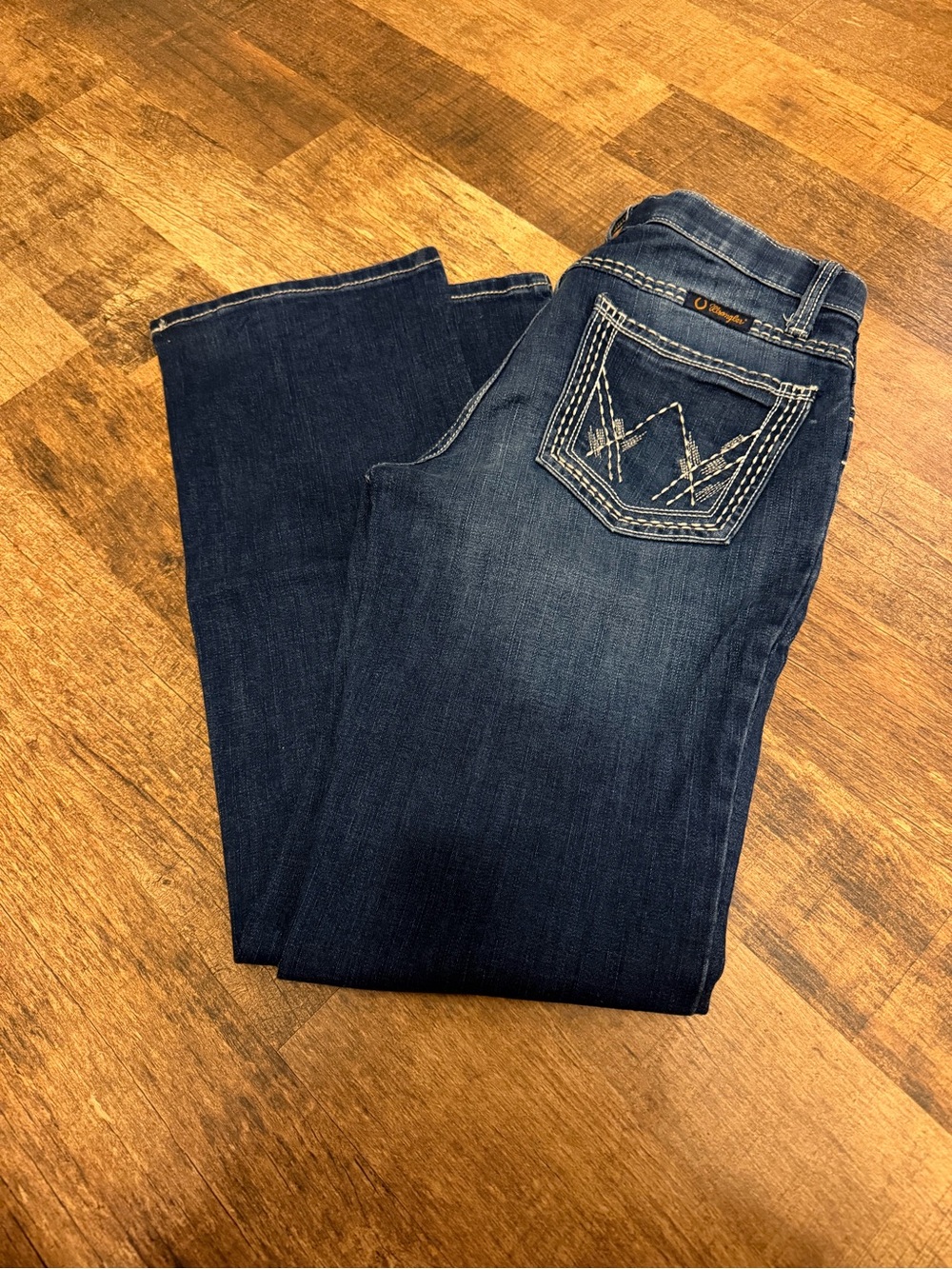 Wrangler Shiloh Jeans - Women's Dark Blue Bootcut Jeans with Embroidered Pockets
